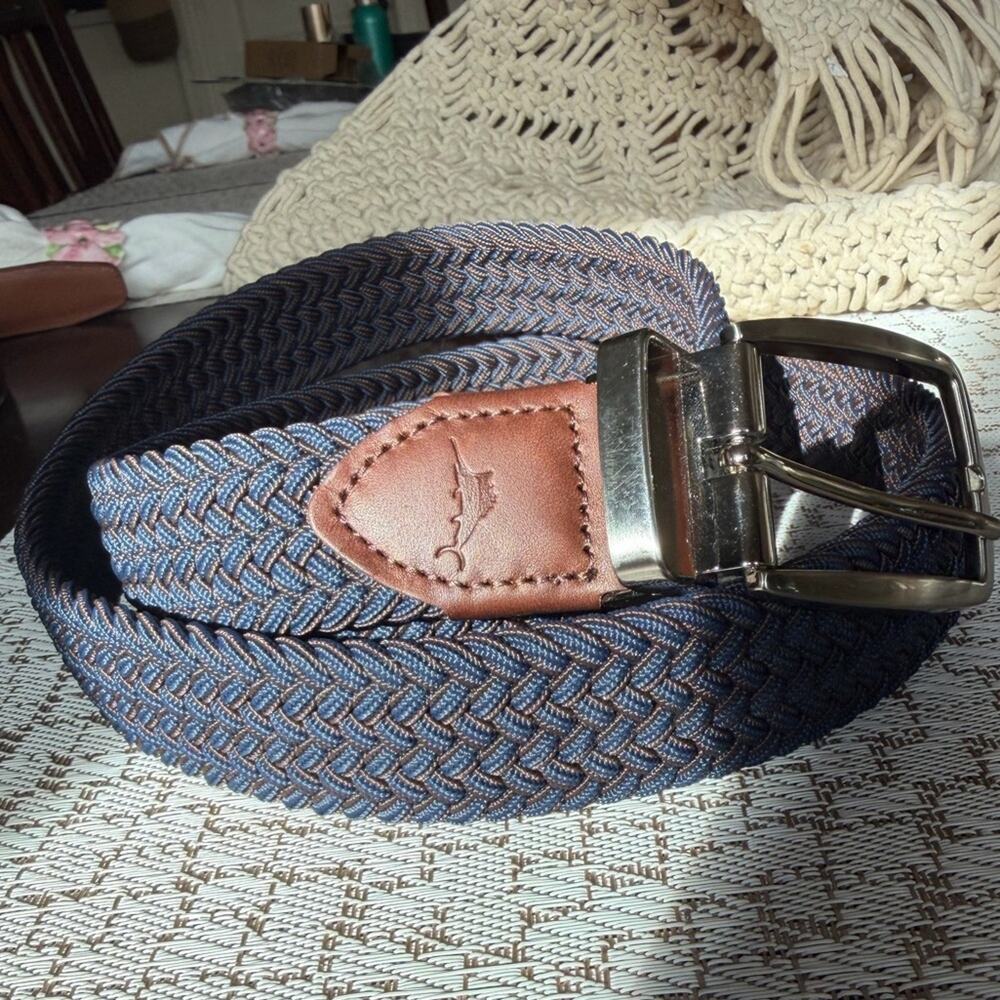 Tommy Bahama men’s woven belt blue/brown sz L/XL 38-42